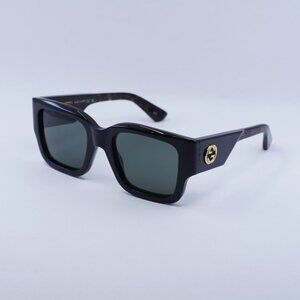 Gucci GG1663S 001 Sunglasses Black Square Frame, Grey Lenses